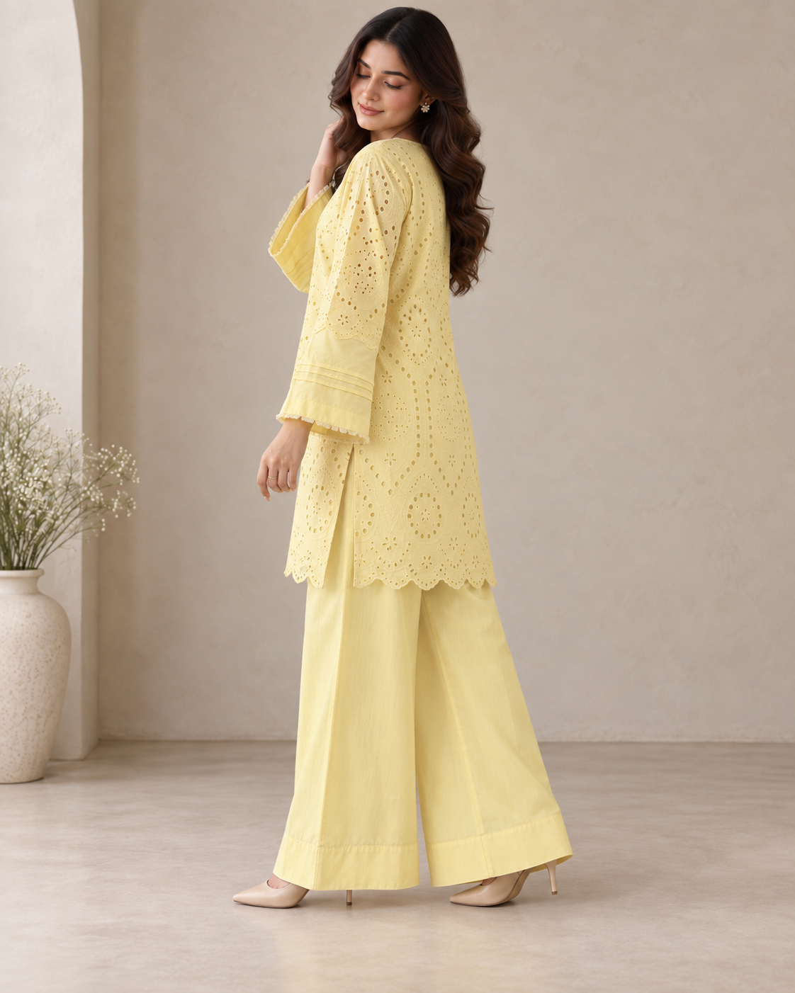 AMBAR SCHIFFLI EMBROIDERED CO-ORD SET