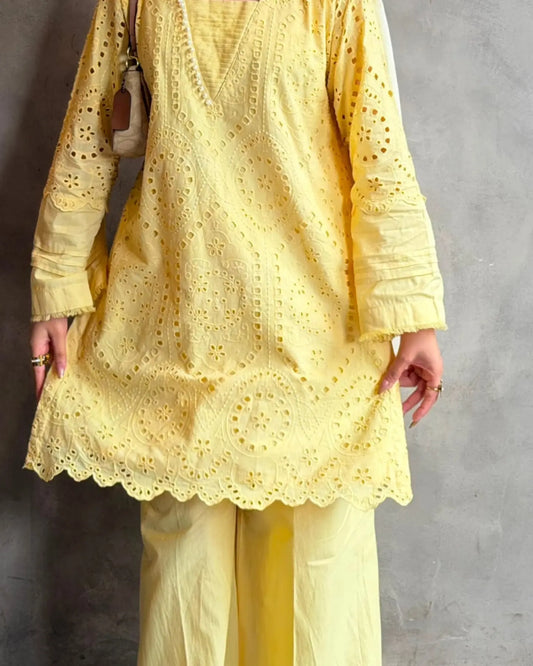 AMBAR SCHIFFLI EMBROIDERED CO-ORD SET