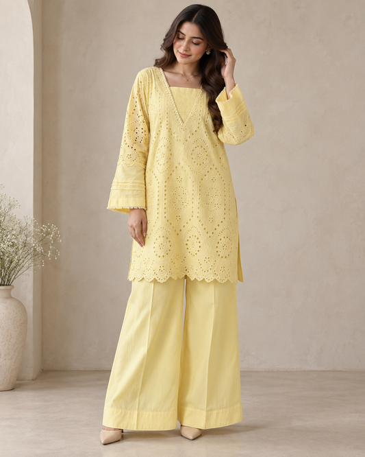 AMBAR SCHIFFLI EMBROIDERED CO-ORD SET