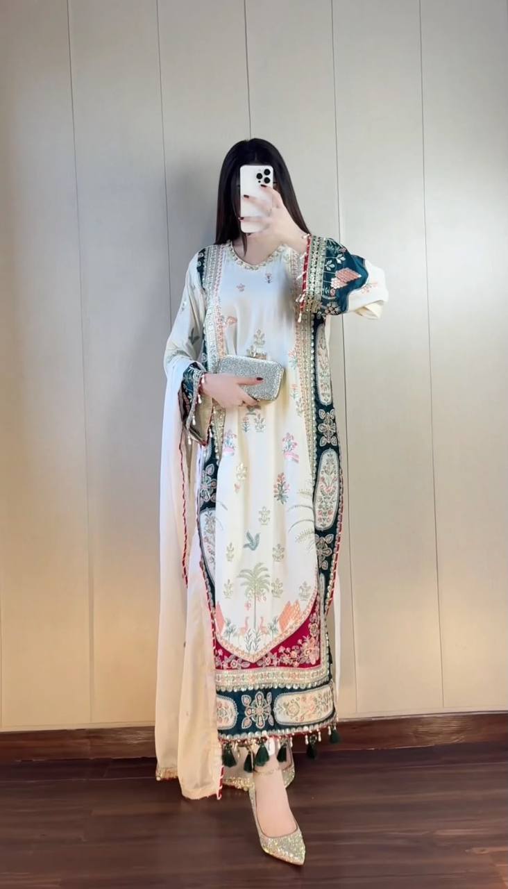 AAYAT EMBROIDERED KAFTAN WITH PANT AND DUPATTA