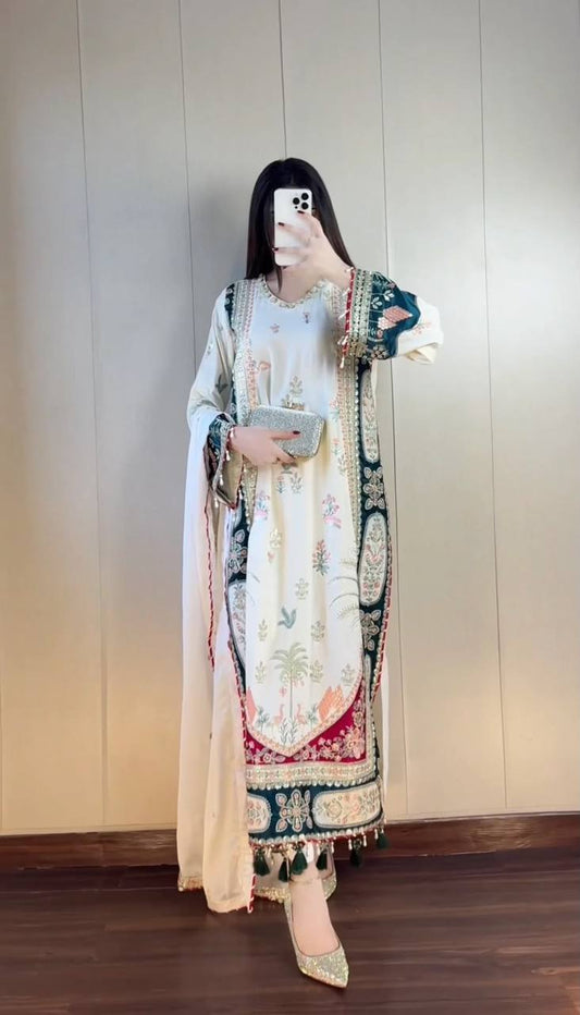 AAYAT EMBROIDERED KAFTAN WITH PANT AND DUPATTA