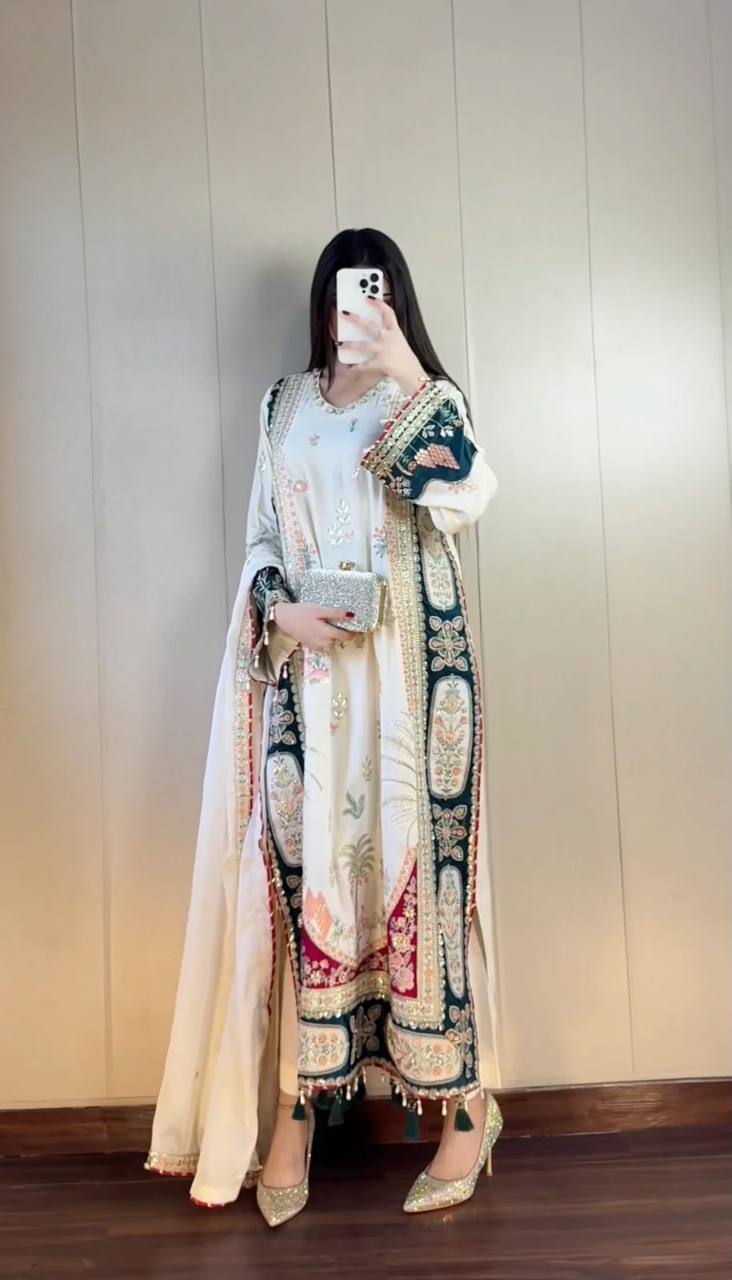 AAYAT EMBROIDERED KAFTAN WITH PANT AND DUPATTA