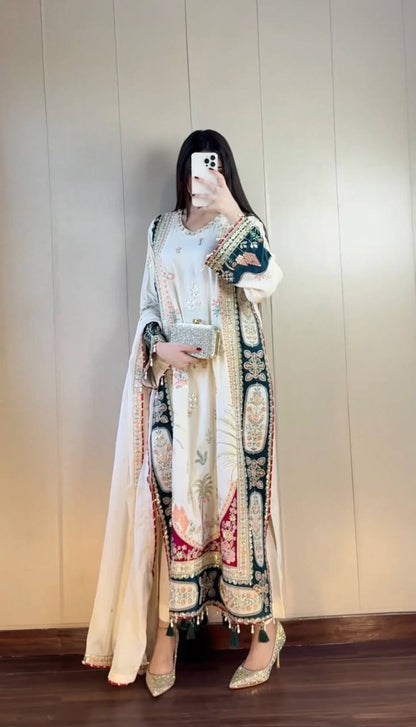 AAYAT EMBROIDERED KAFTAN WITH PANT AND DUPATTA