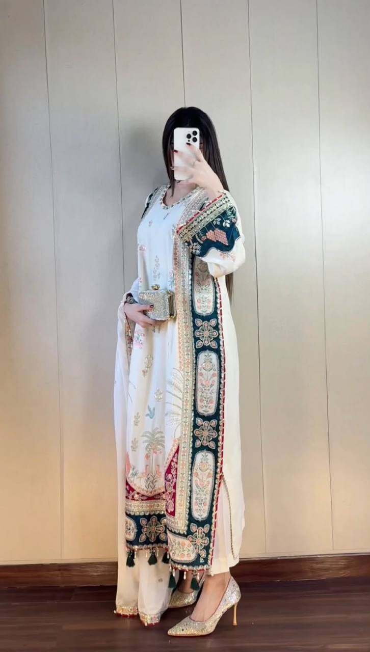 AAYAT EMBROIDERED KAFTAN WITH PANT AND DUPATTA