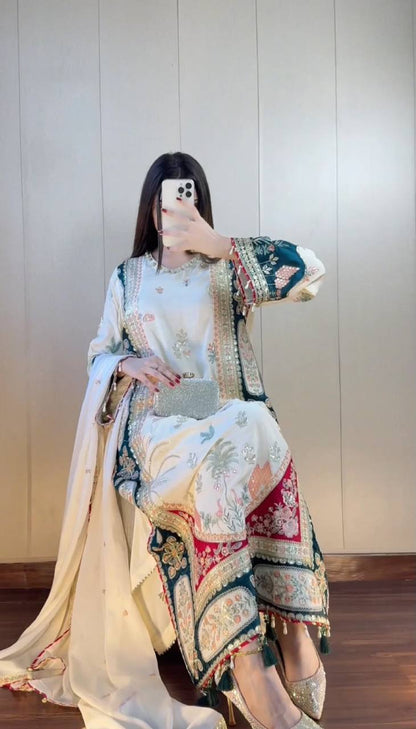 AAYAT EMBROIDERED KAFTAN WITH PANT AND DUPATTA