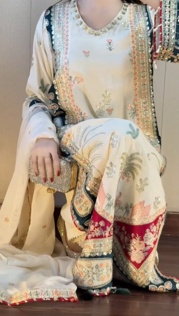 AAYAT EMBROIDERED KAFTAN WITH PANT AND DUPATTA