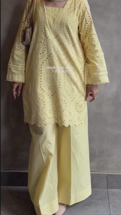 AMBAR SCHIFFLI EMBROIDERED CO-ORD SET